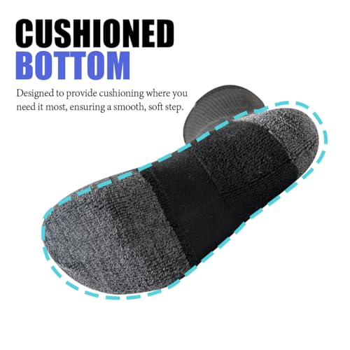 Men's Lightweight Long Cushion Athletic Work Socks - Black 10 Pairs Large