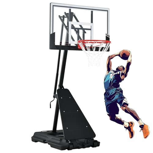 Skytime Portable Basketball Hoop 44 & 47 Inch Backboard Black & White Adjustable Outdoor