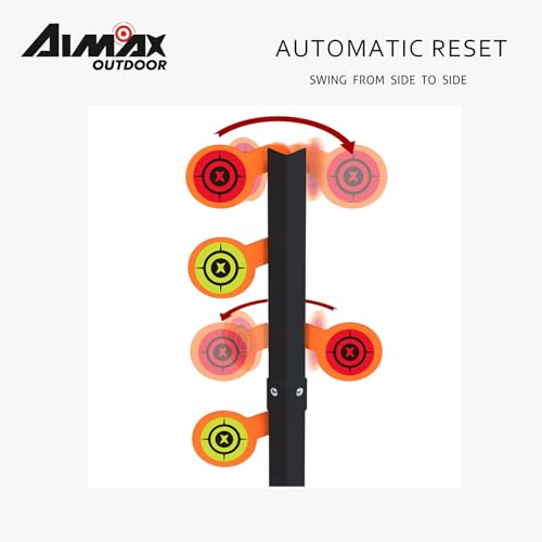 Aimax Outdoor AR500 Steel Dueling Tree Target Kit with 4 Paddles, Neon Orange