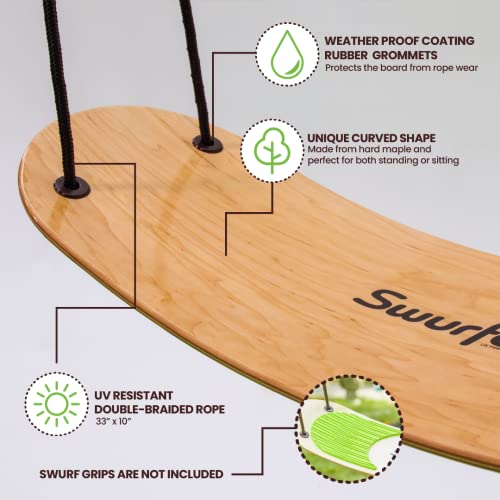 Swurfer TreeSkate Outdoor Kids Tree Swing Brown/Green, Adjustable Handles, Supports 200 lbs