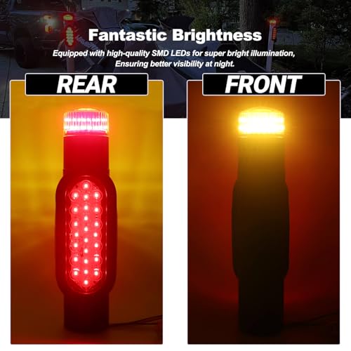 Boat Trailer Guide-On Post Light Set Black Waterproof 24LED Turn Signal Brake Lights