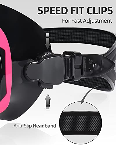 EverSport Adult Swim Goggles with Soft Nose Cover Anti-Fog Wide View Black-Pink