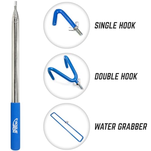 Telescoping Disc Golf Retriever Pole with Wing Nuts and Rubberized Tips - Blue, 16ft