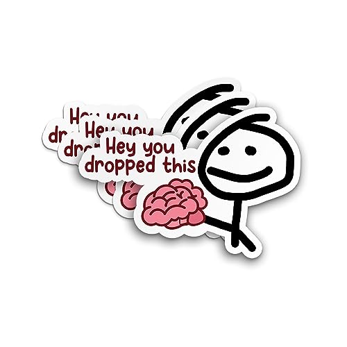Funny Brain Sticker Pack 2x2 Inches Waterproof Vinyl Decals - Set of 3