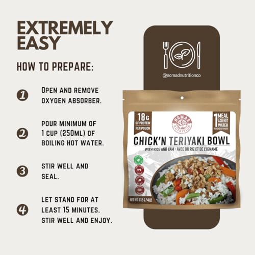 Nomad Nutrition Chick'n Teriyaki Freeze-Dried Backpacking Meal - Plant-Based, Vegan, 112g - Variation 1