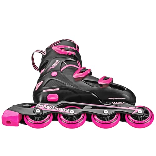 Adjustable Inline Skates for Adults & Youth - Black & Pink Performance Skates