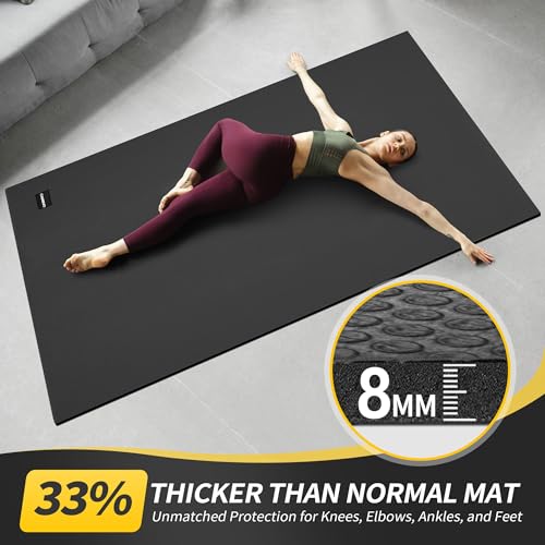 CAMBIVO Extra Long Wide Yoga Mat 72x48 Inches Thick PVC Non-Slip Workout Mat
