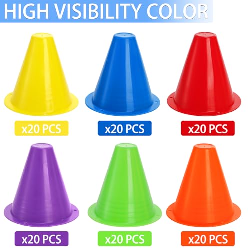Mini Sports Cones 3 Inch Pack of 120 for Agility Training and Indoor Outdoor Sports