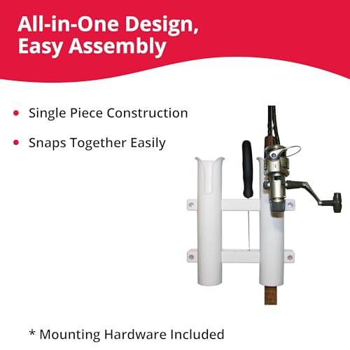 2-Rack Fishing Rod Holder for Boat & Garage - Holds 2 Poles & Gear, Easy Assembly