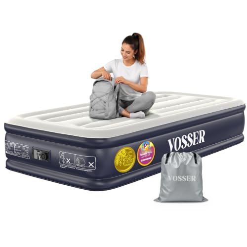 Blue Twin Air Mattress with Built-in Pump - 13 Inch XL-Long, Supports 500 lb
