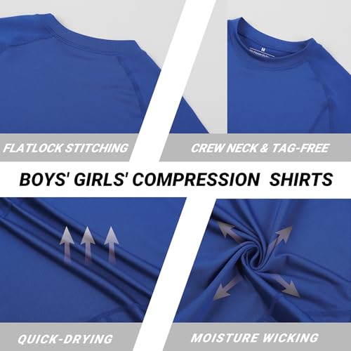 Youth Boys Compression Shirt Short Sleeve Athletic Base Layer - Medium White
