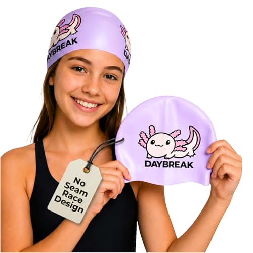 Kids Swim Cap Seamless Silicone Waterproof & Non-Slip - Bright Fun Design
