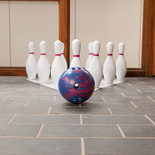 Champion Sports 10 Pin Plastic Bowling Set with Ball - White, 15-Inch