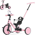 Toddler Tricycle 5-in-1 Kids Ride-On with Parent Steering Pink - Grow with Child