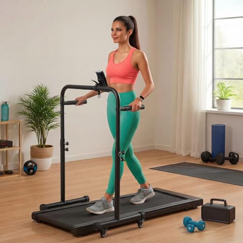 Leinuosen Adjustable 40.74-49.4 Inch Walking Pad Handle Bar with Phone Holder & Wheels