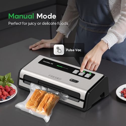 FRESKO Food Vacuum Sealer with Automatic Detection & Large Silver