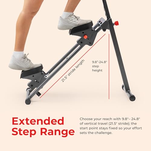 Gray Sunny Health & Fitness Climbing Stair Stepper for Home Gym, Total-Body Cardio