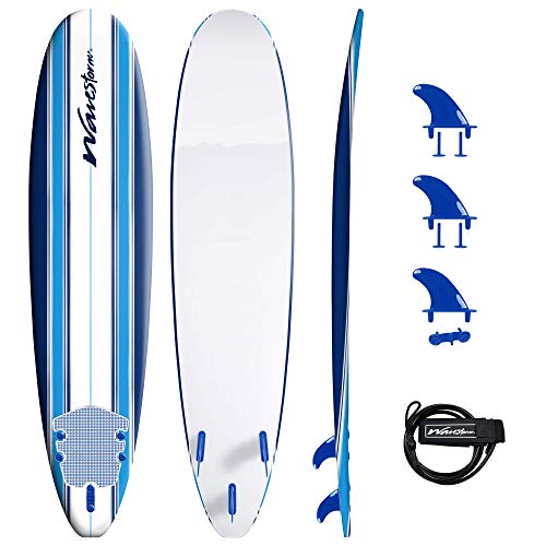 WaveStorm 8ft Foam Surfboard with Fins & Accessories - Beginner Friendly