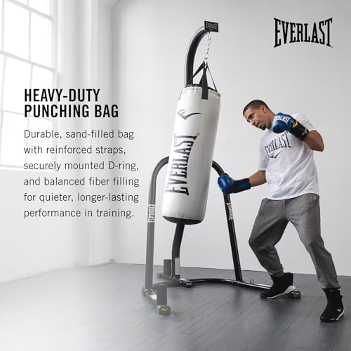 Everlast Elite 80lb White Punching Bag - Heavy-Duty Boxing MMA Training Equipment