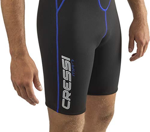Cressi Men’s Shorty Wetsuit 2.5mm Neoprene for Water Sports - Medium Black/Blue