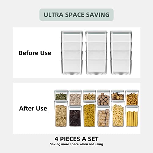 EQI 8-Piece Stackable Food Storage Containers Set with Airtight Lids for Pantry Organization