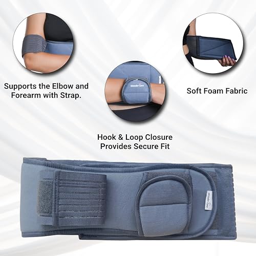 Universal Left Right Shoulder Immobilizer Arm Sling Brace for Clavicle Dislocation - Grey (28-38 Inches) - Support After Surgery