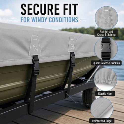 16ft Jon Boat Cover with Motor Cover - Waterproof Gray Marine-Grade Material
