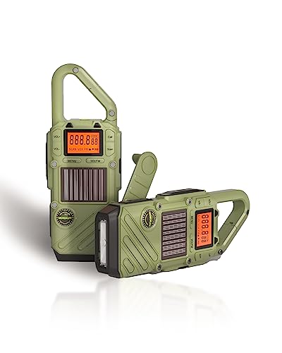Emergency Walkie Talkies with NOAA Weather Alerts & FM Radio, 10-Mile Range, Solar & Crank Power