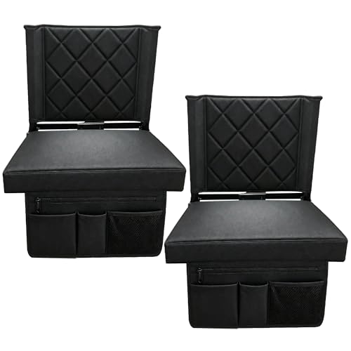 LWWTBS Stadium Seat with Back Support - Black, 2 Pack, Foldable Bleacher Chair with Cushion & Organizer