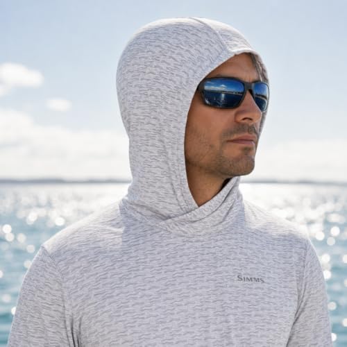 Simms Waterline Sun Hoody - Overcast Wave Print, Large