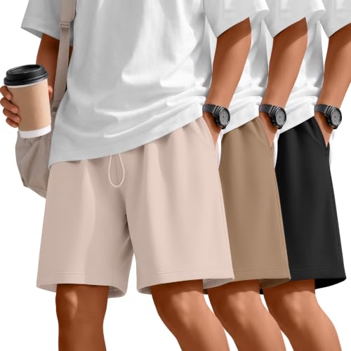 Kids Athletic Shorts 3 Pack Boys Casual Knee Length Sports Shorts