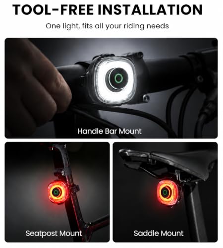 2 Pack Magnetic Rear Bike Lights with USB-C Rechargeable & Sync Control - IPX6 Waterproof Safety Taillights for Cycling