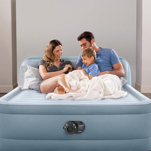 Intex Queen Air Mattress with Headboard & Built-In Electric Pump, 18-Inch Height