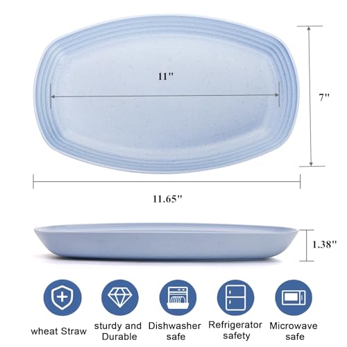 Microwave Safe Wheat Straw Dinner Plates - 8 Pack, 11 Inch Lightweight Shatterproof for Camping & Picnic