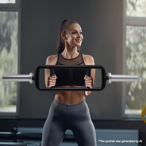 34-Inch Hard Chrome Olympic Triceps Bar with 500LB Capacity - Silver & Black