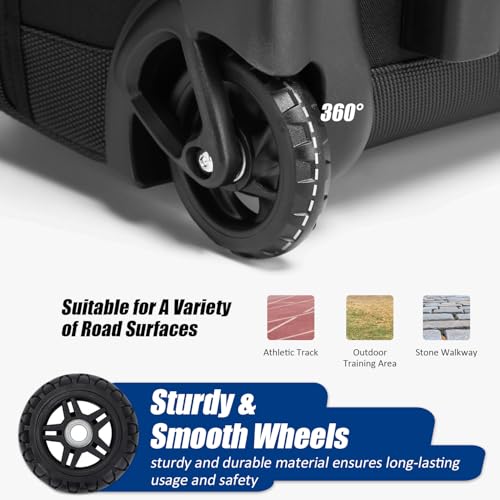 SunForMorning Black Baseball Bucket Bag with Wheels for Coaches, Fits 6 Gallon Bucket