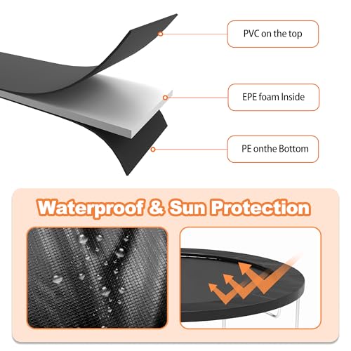 16FT Trampoline Safety Pad Replacement Waterproof Tear-Resistant Spring Cover Black