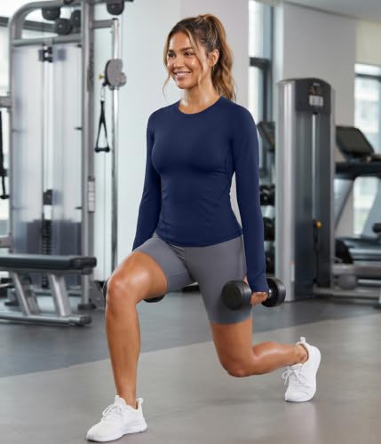 Women's Long Sleeve Compression Athletic Top Underscrubs - Medium, Black, White & Blue