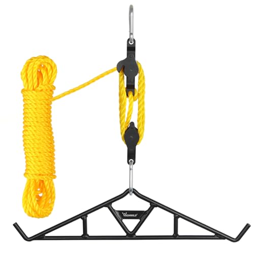 Heavy Duty Game Hanging Gambrel & Hoist Kit with Pulleys & Rope - 1600 LB Capacity