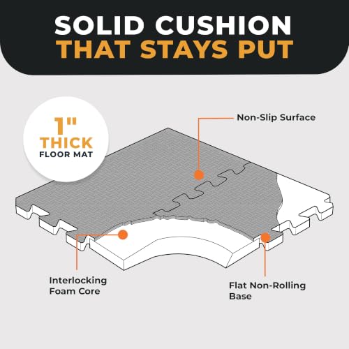 BalanceFrom Puzzle Exercise Mat Black 1-Inch Thick Interlocking Foam Floor - 72 Sq Ft