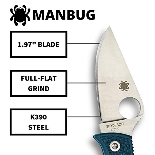 Spyderco Manbug Folding Knife K390 Blue FRN PlainEdge - Compact EDC