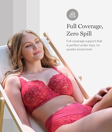 Women’s Allure Full Cup Bra Sheer Lace 40G Black/Latte - Side Sling Support