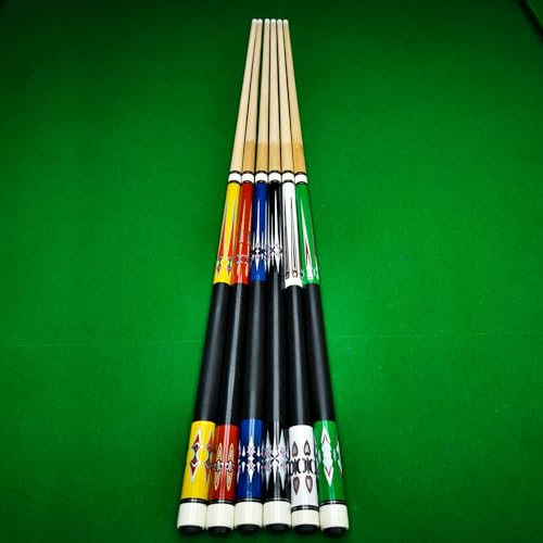 HMQQ 58 Inch Pool Cue Sticks Set of 6 - 20 oz 2-Piece Billiard Cues with Patterned Design