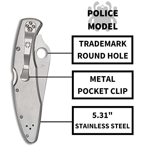 Spyderco Police Model Folding Pocket Knife Stainless Steel SpyderEdge