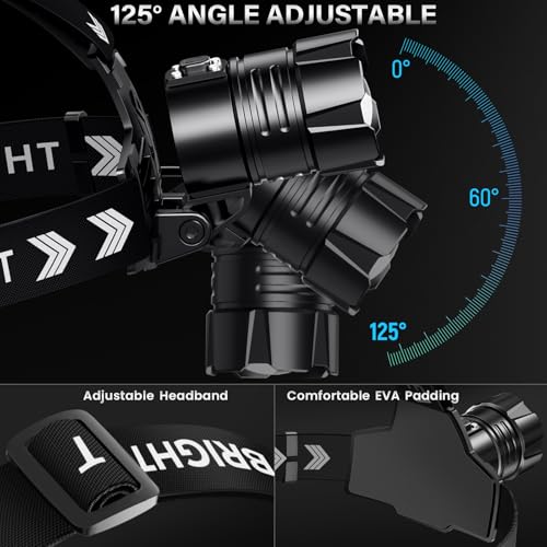 Rechargeable LED Headlamp 99000 Lumens Long Battery Life 95H - 2 Pack White Light