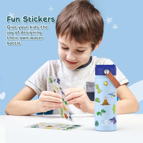 Kids 18oz Stainless Steel Water Bottle with Leak-Proof Straw Lid