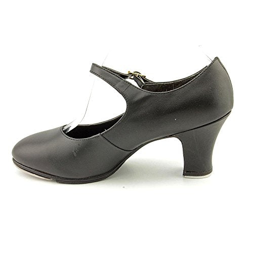 Women's Tap Shoes - Black 8.5 Manhattan Xtreme Leather Tap Shoe with Non-Slip Heel
