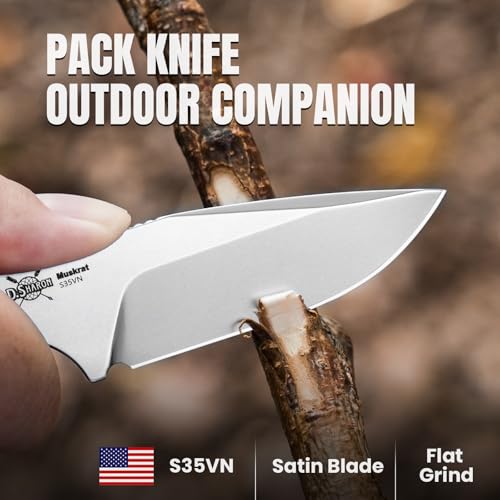Kizer Muskrat Fixed Blade Knife with Warm Brown Mkuruti Wood Handle - 1064A2