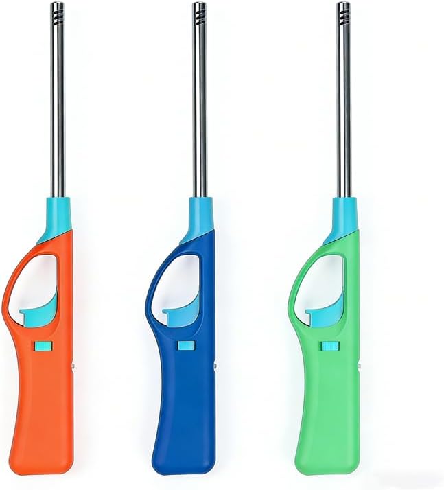 Skiennix Refillable Butane Lighter - Long Stem BBQ Lighter Set | 3 Pack Multipurpose Design