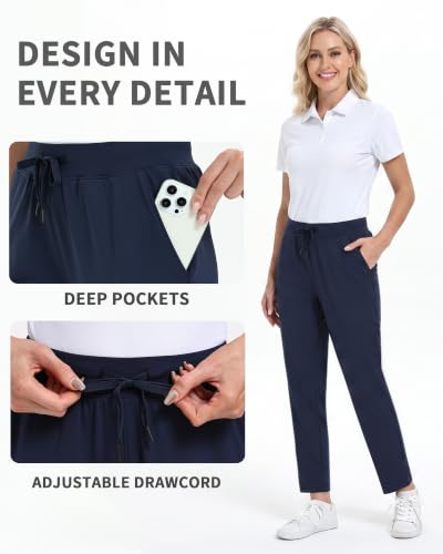 24/26 Inch Stretch Petite Ankle Golf Pants for Women - Navy, Large